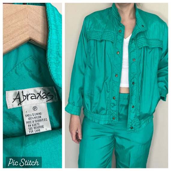 90s vintage women’s tracksuit teal jacket pants w… - image 1