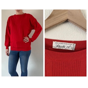 70s Men’s Made In Italy Schiatti And Co Red Sweater Vintage Quality Designer top 100% Cotton shirt 1970s  cotton