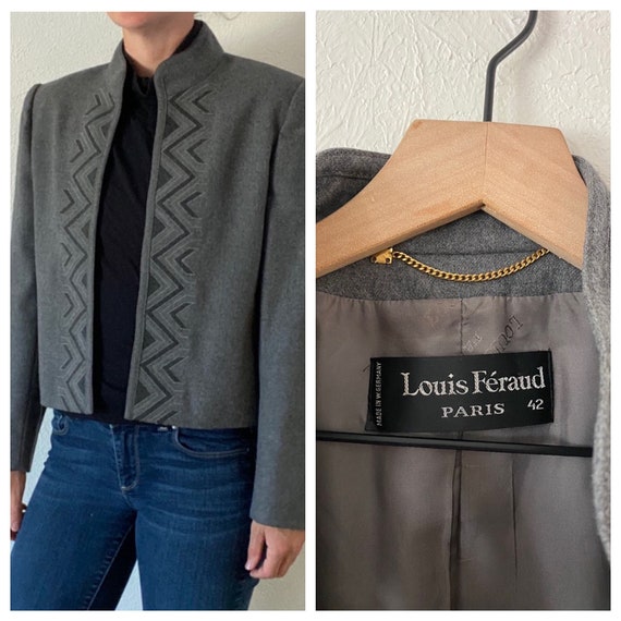 80s designer open front jacket embroidered Louis … - image 1