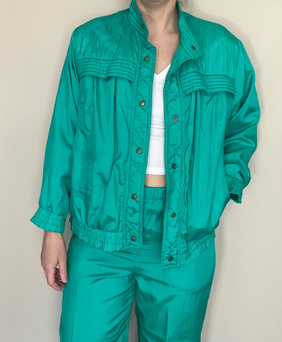 90s vintage women’s tracksuit teal jacket pants w… - image 6