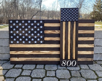 Dark Stained Flag & Address Sign Bundle, Stained Flag, Barnwood Flag, Farmhouse Signs, Farmhouse Decor, Farmhouse, American Flag