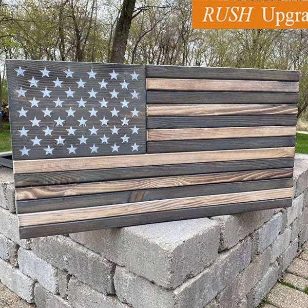 White Washed Wood, Rustic Decor, Camping Flags, Camping Signs, Rustic American Flag, American Flag, Wood Flag, Wood American Flag