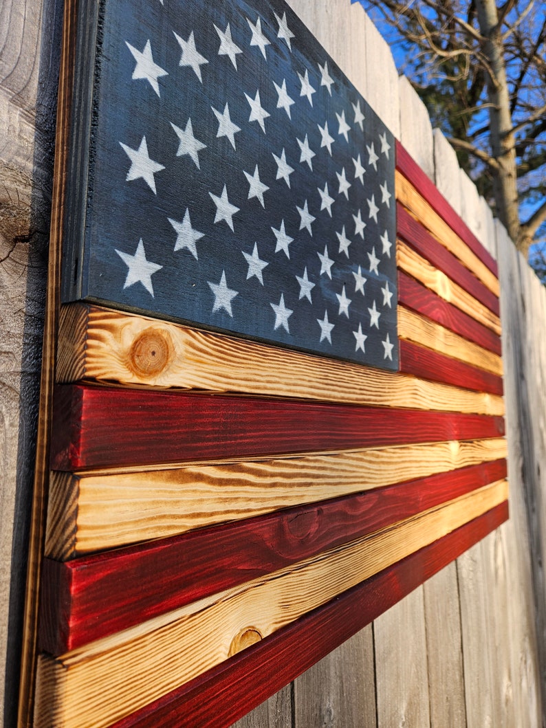LARGE 19x36 Rustic American Flag, Wood American Flag, Pallet American Flag, Wood Flag, Wooden Flag, Wood Sign, Wood Art, Wood Working image 2