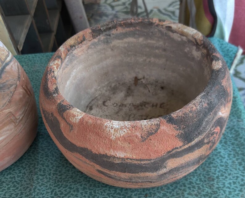 Comanche Pottery TX Terra cotta swirls bowl shaped planter Etsy