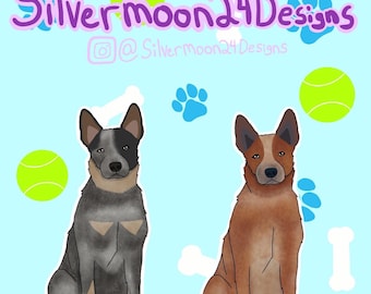 Australian Cattle Dog Blue and Red Heeler Vinyl Weatherproof Sticker/ Charming Kawaii Pet Laptop Decal/ Animal Lover Memorial Gift
