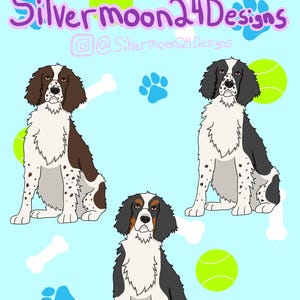 Springer Spaniel Dog Breed Stickers Brown & White, Black and White, and Tri