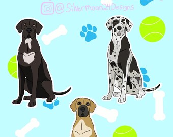 Aufkleber mit Doggenmotiv (wetterfest) / Niedlicher Kawaii-Laptop-Aufkleber mit Haustiermotiv / Erinnerungsgeschenk für Tierliebhaber