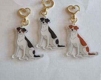 Llavero acrílico de la raza de perro Jack Russel Terrier para mascota/adorable dije kawaii/regalo para amantes de los animales/recuerdo conmemorativo de la pérdida de una mascota