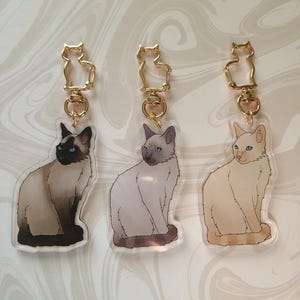 Siamesisk katt, sälflamma och blå punkt, akrylnyckelring för husdjur / bedårande kawaii-berlock / present till djurälskare / minnesmärke för förlust av husdjur
