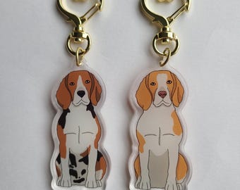 Beagle Dog Breed Acrylic Pet Keychain/ Adorable Kawaii Charm/ Animal Lover Gift/ Pet Loss Memorial Memento