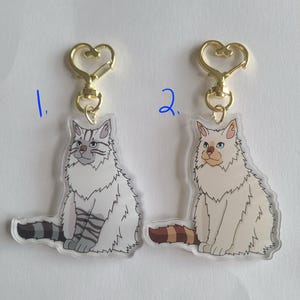 Long Haired Blue Lynx and Flame Lynx Point Cat Acrylic Keychains