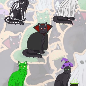 Pegatinas de gatos espeluznantes para Halloween