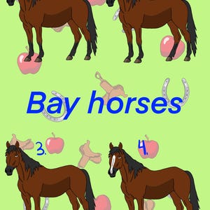 Bay Horse Stickers Solid Bay, Bay with Socks, and Bay with Stripe