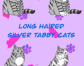 Vinyl sticker met langharige zilverkleurige cyperse kat, weerbestendig / Charmante kawaii huisdier laptopsticker / Herdenkingscadeau voor dierenliefhebbers