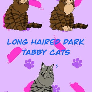 Stickers langharige donkergestreepte kat bruin en grijs