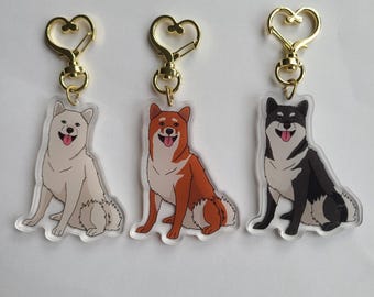 Shiba Inu Dog Breed Acrylic Pet Keychain/ Adorable Kawaii Charm/ Animal Lover Gift/ Pet Loss Memorial Memento