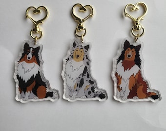 Rough Collie Dog Breed Acrylic Pet Keychain/ Adorable Kawaii Charm/ Animal Lover Gift/ Pet Loss Memorial Memento