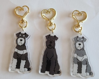 Portachiavi in acrilico per animali domestici con razza di cane Schnauzer/adorabile ciondolo kawaii/regalo per gli amanti degli animali/ricordo commemorativo per la perdita di un animale domestico