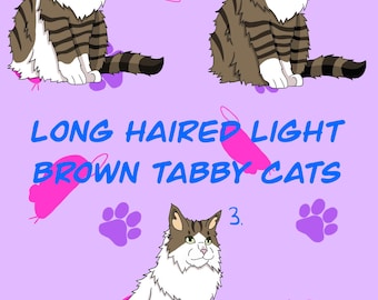 Long Haired Light Brown Tabby Cat Vinyl Weatherproof Sticker/ Charming Kawaii Pet Laptop Decal/ Animal Lover Memorial Gift