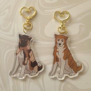 Akita Dog Breed Acrylic Keychains Fawn and Black and Red and White