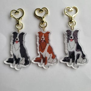 Border Collie Dog Breed Acrylic Pet Keychain/ Adorable Kawaii Charm/ Animal Lover Gift/ Pet Loss Memorial Memento