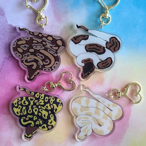 Ball Python Acrylic Pet Keychain/Adorable Kawaii Charm/Reptile Lover Gift/Pet Loss Memorial Memento