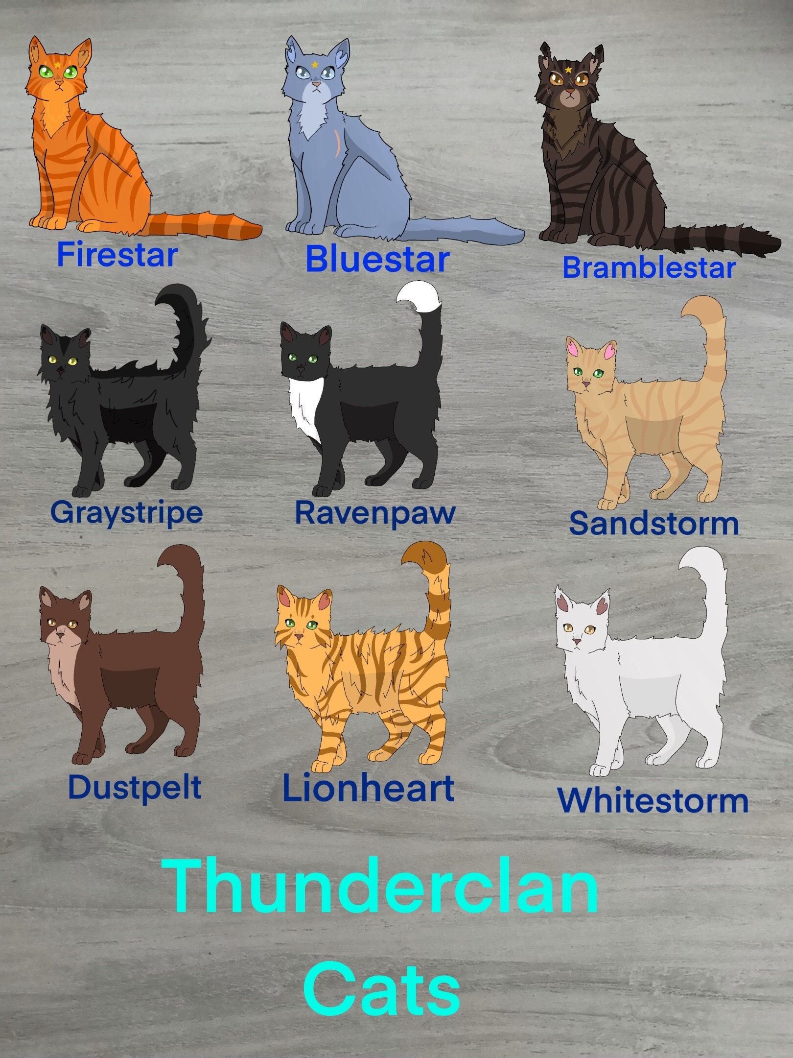 Thunder Clan Art Print Warrior Cats Cat Drawing Print on Premium Matte  Paper Graystripe Fireheart Ravenpaw Bluestar Tigerclaw Sandstorm 