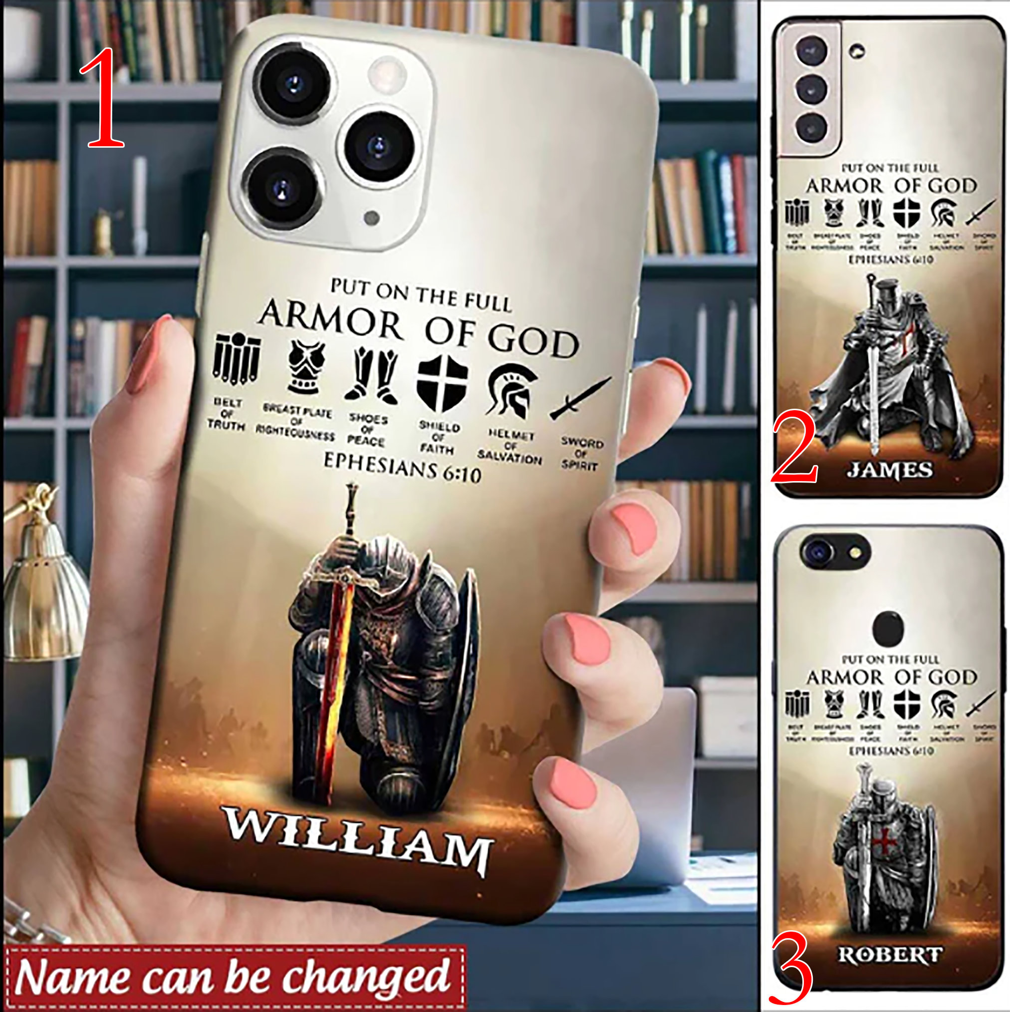 Personalized Put on the Full Armor of God Phone Case Man Etsy