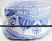 Indian Round Pouffe Seating Handmade Bohemian Cover Foot Stool Floor Ombre Mandala Ottoman Stool Bean Bag Pouffe