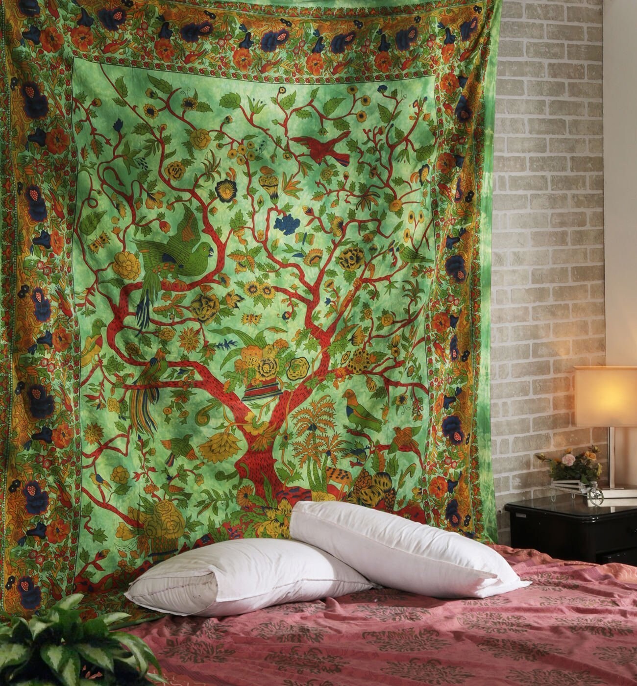 Tree of Life Indian Mandala Wall Hanging Hippie Cotton Bedspread Twin Tapestry 