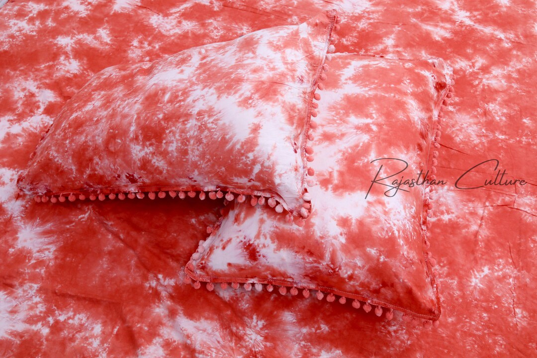 100 Organic Washed Cotton Tie Dye Fitted Bed Sheet With Etsy