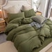 Moss Green 100% Organic Washed Cotton Bed Sheet set with Pillow Cases Full/Queen Bed Cover Flat/Fitted 