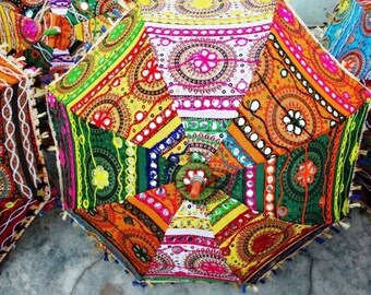 Bohemian Embroidered Sun Protection Parasol Umbrella, Beach Umbrella, Wedding, Christmas Decoration Umbrella Parasols 25"