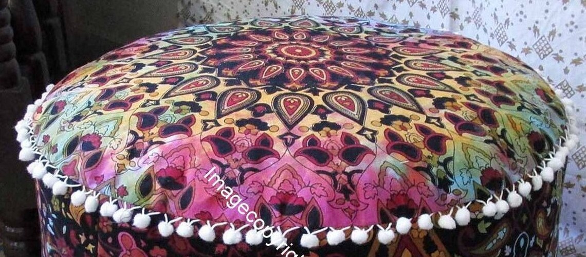Mandala Runde Sitz Pouf Abdeckung osmanische Möbel Lagerung | Etsy