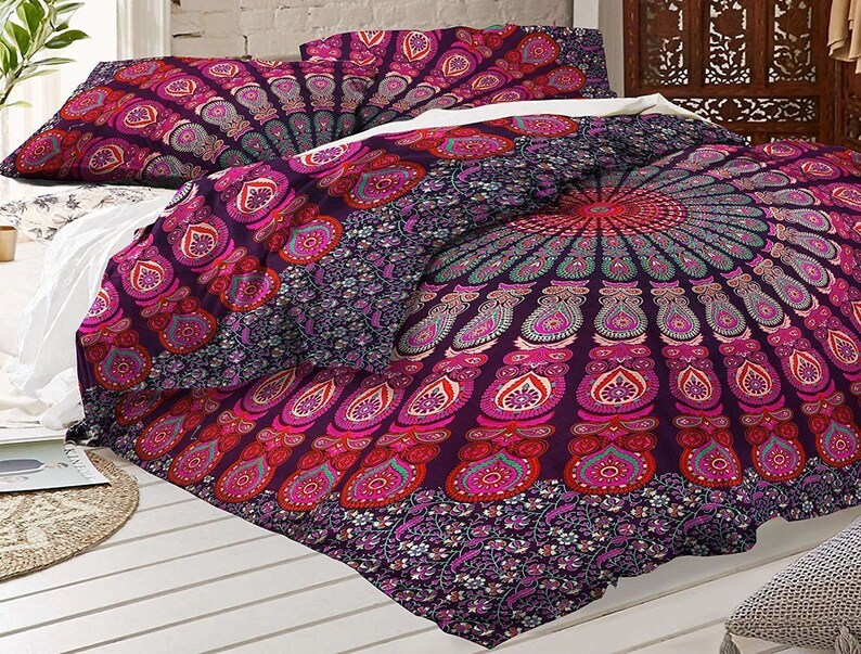 Indian Mandala Peacock Duvet Cover Duvet Doona Blanket Boho Etsy
