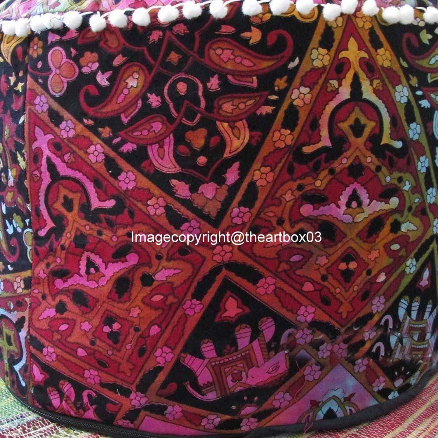 Mandala Runde Sitz Pouf Abdeckung osmanische Möbel Lagerung | Etsy