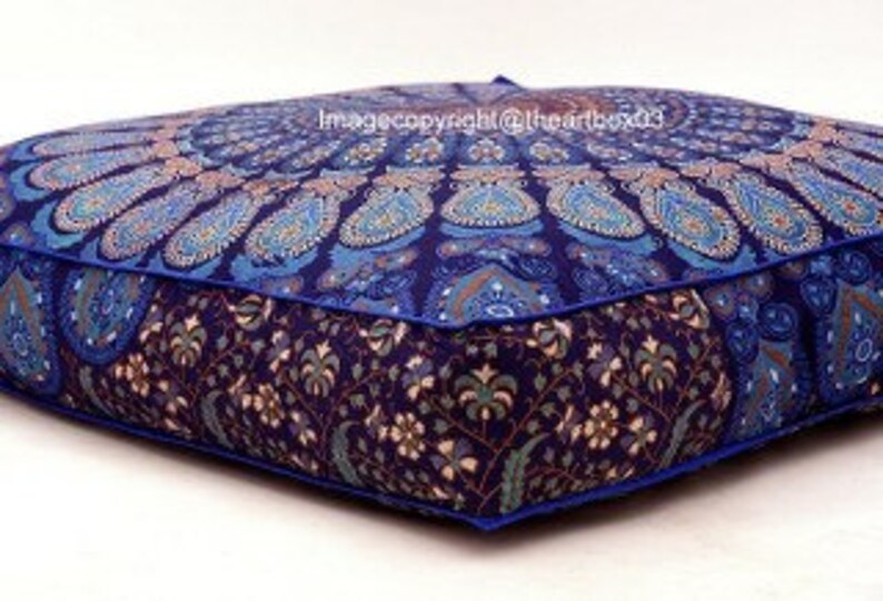Peacock Mandala Floor Pillow Indian Hippie Bohemian Cotton Etsy