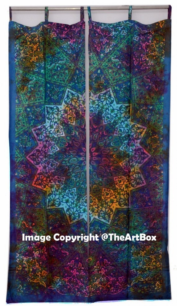 Indian Tie Dye Star Mandala Bedroom Window Curtains Drape Etsy