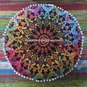 Mandala Runde Sitz Pouf Abdeckung osmanische Möbel Lagerung | Etsy