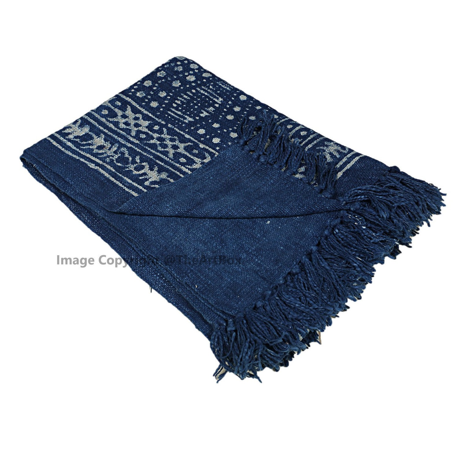 Indigo Blue Blanket Throw Hand Block Printed Mud Cloth Throw Etsy