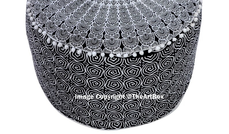 Indian Peacock Mandala Living Room Decor Bohemian Seating Pouf Decorative Cotton Floor Pillow /& Cushion Bean Bag Footstool Pouf Ottoman