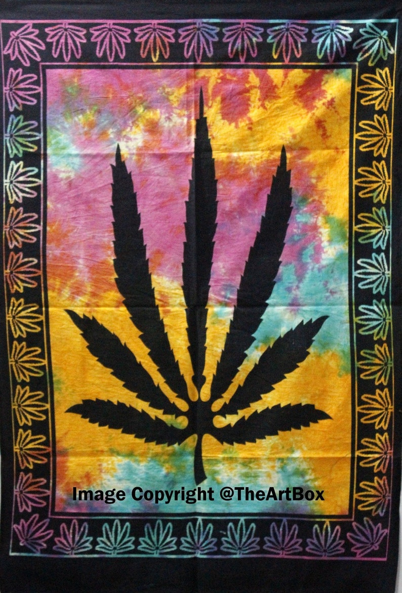 Psychedelic Marijuana Leaf Small Ganja Poster Tapestry Hippie Etsy