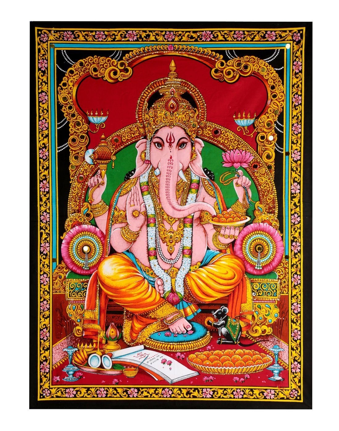 Hindu Lord Ganesha Tapestry Indian God Ganesha Small Poster Etsy