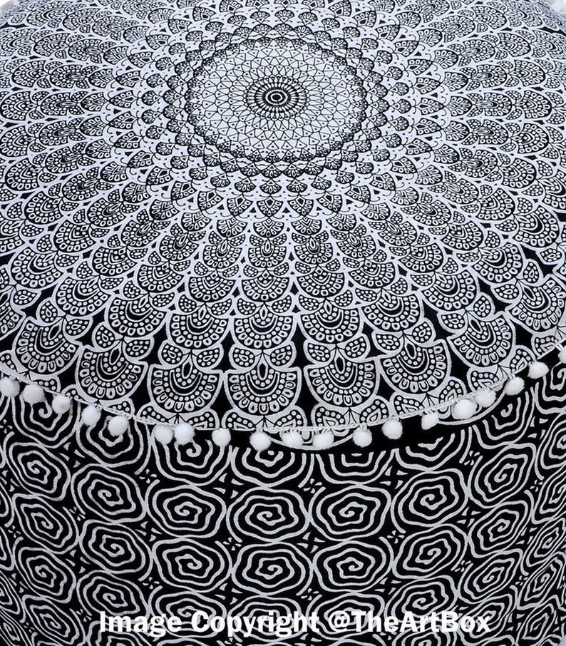Indian Peacock Mandala Living Room Decor Bohemian Seating Pouf Decorative Cotton Floor Pillow /& Cushion Bean Bag Footstool Pouf Ottoman