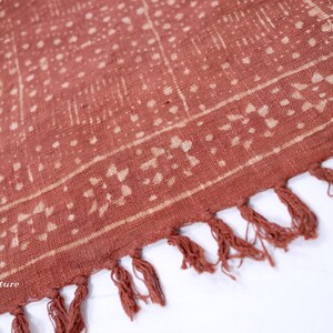 Handloom Cotton Sofa Throw Rust Hand Block Printed Throw Blanket Rust ...