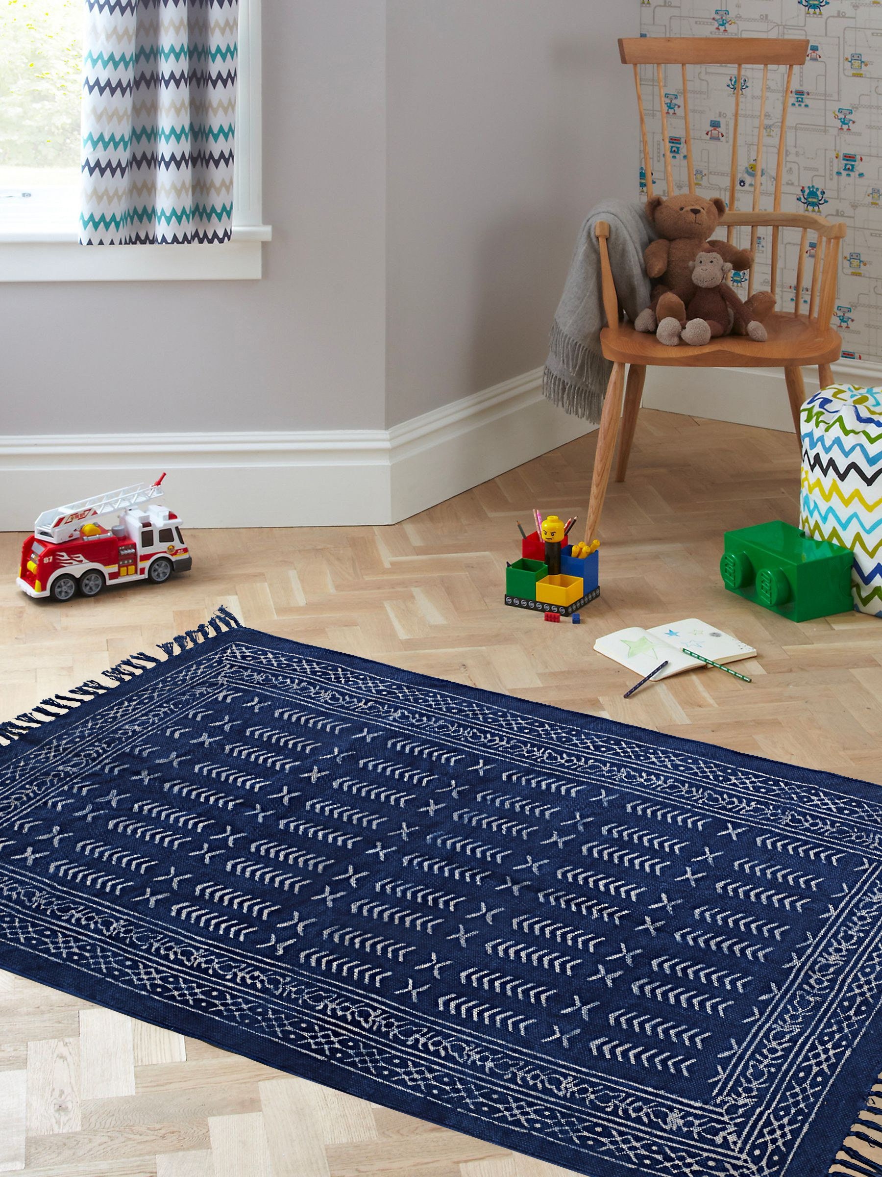 Indigo Kilim Yoga Rug Doormat Rug Mat Hippie Fringe Etsy