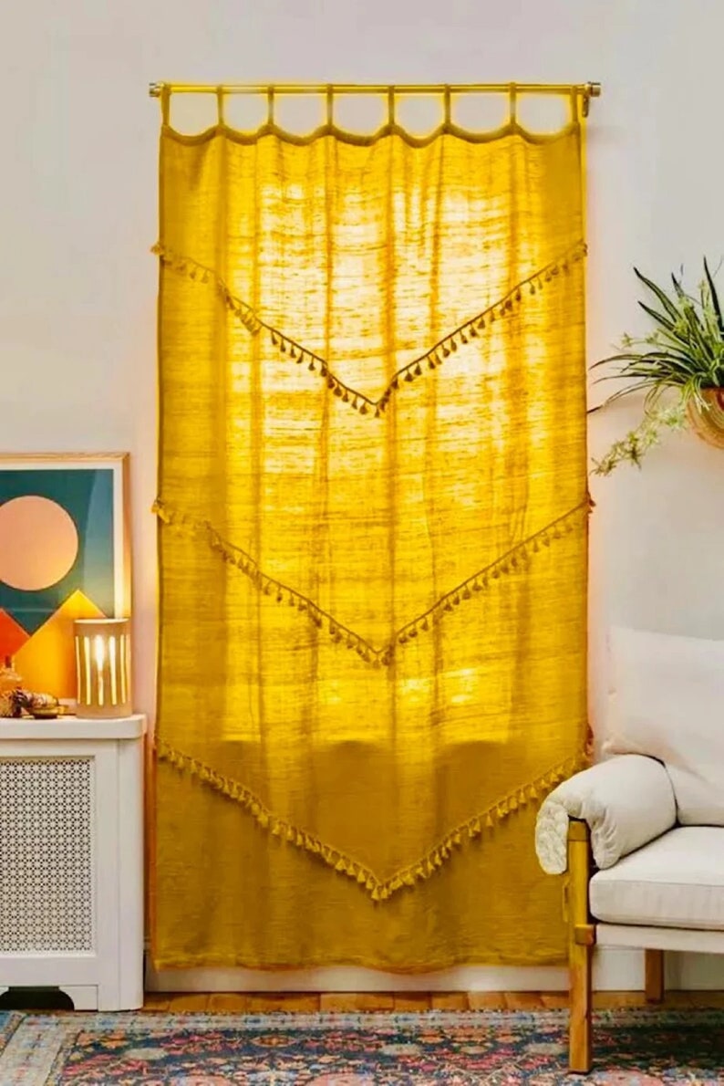 Window Curtains Handmade Two Panel Curtain Fringe Curtain Etsy