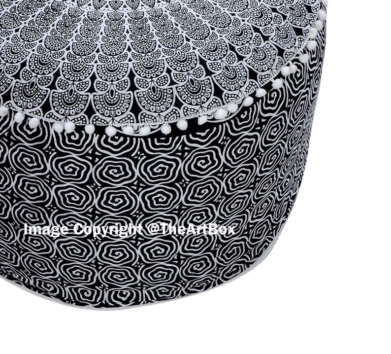 Indian Peacock Mandala Living Room Decor Bohemian Seating Pouf Decorative Cotton Floor Pillow /& Cushion Bean Bag Footstool Pouf Ottoman