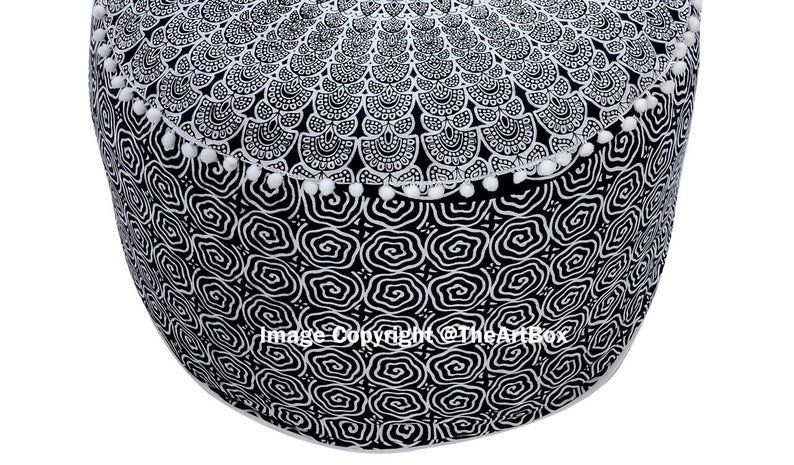 Indian Peacock Mandala Living Room Decor Bohemian Seating Pouf Decorative Cotton Floor Pillow /& Cushion Bean Bag Footstool Pouf Ottoman