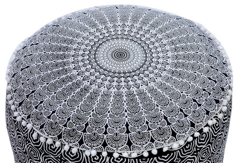 Indian Peacock Mandala Living Room Decor Bohemian Seating Pouf Decorative Cotton Floor Pillow /& Cushion Bean Bag Footstool Pouf Ottoman